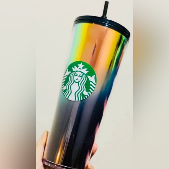 Starbucks Oil Slick Ombre Rainbow Iridescent Tumbler Cold Cup Venti 24oz 2021 - Picture 12 of 15